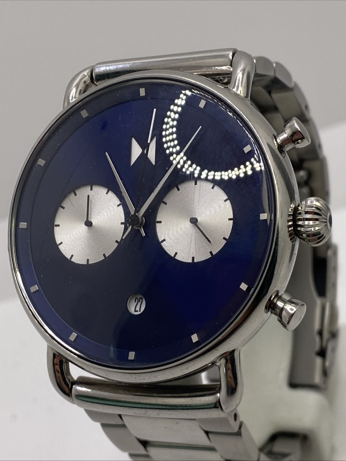 Mvmt Blacktop Mens Chronograph Blue Dial Watch Works New Battery
